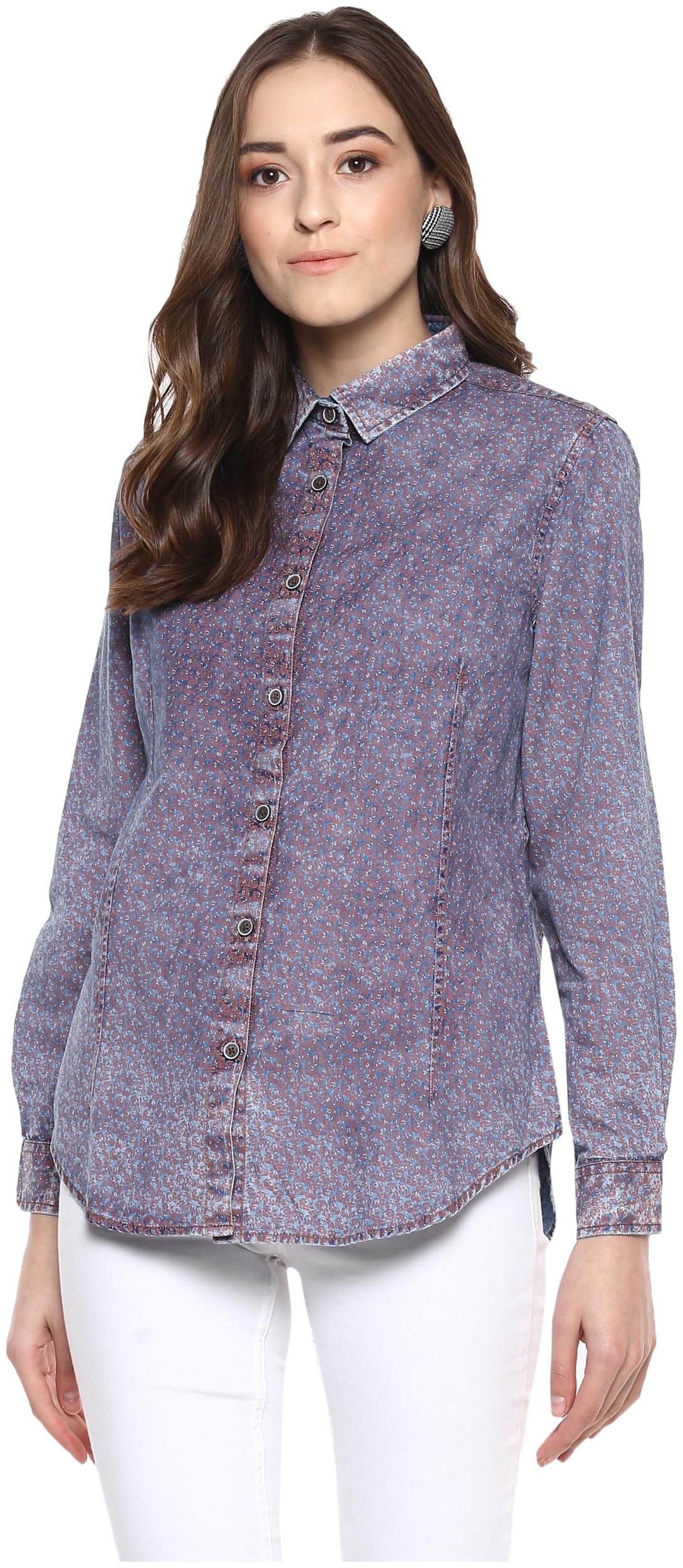 

Speak Women Purple Printed Slim Fit Shirt