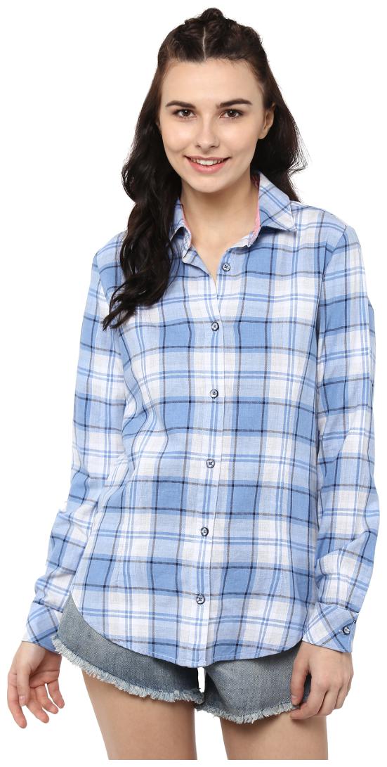 

Speak Women Blue Checked Regular Fit Shirt