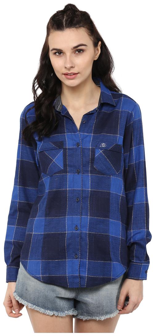 

Speak Women Blue Solid Regular Fit Shirt