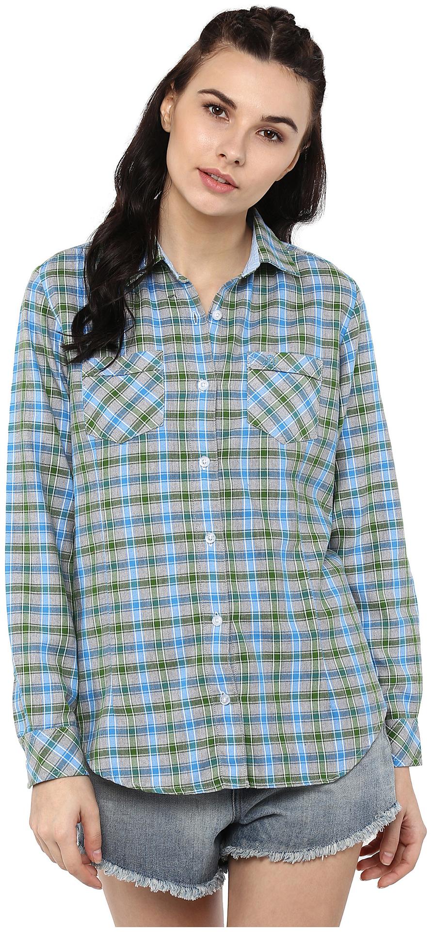 

Speak Women Green Checked Slim Fit Shirt