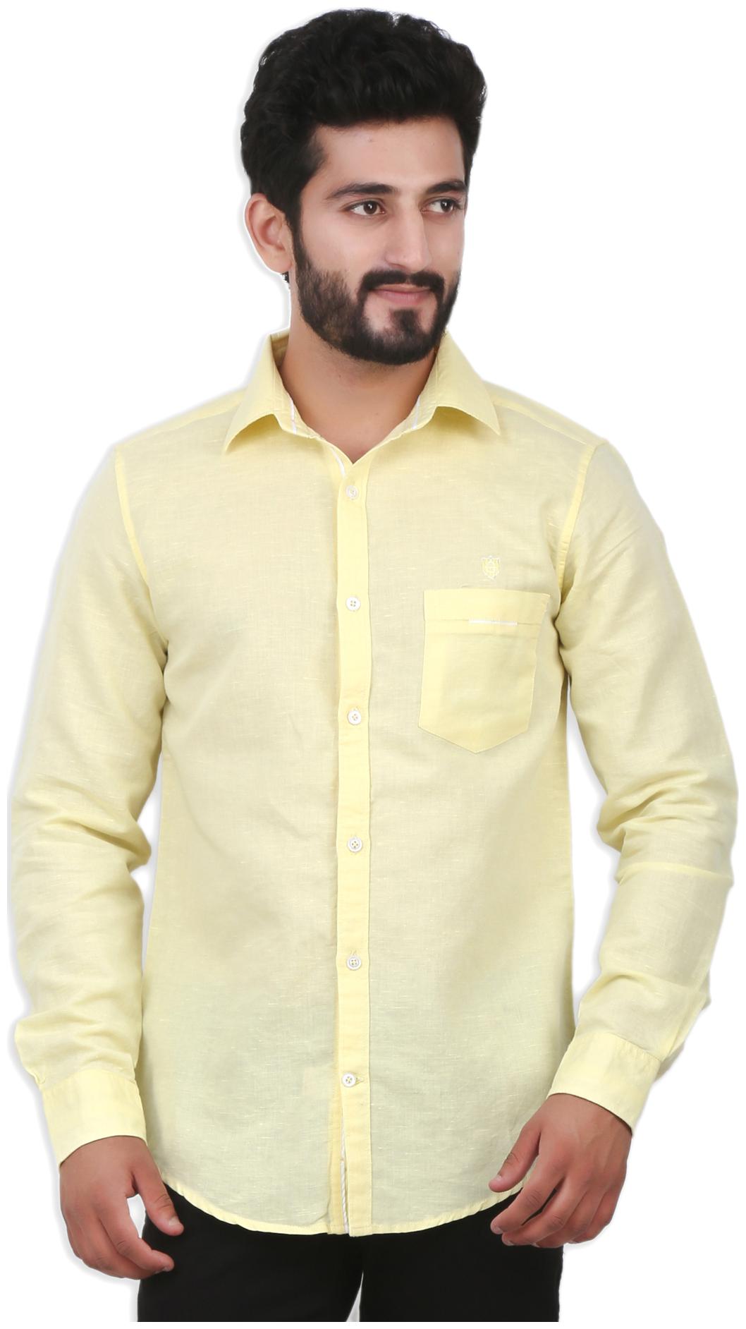 

Speak Men Yellow Solid Slim Fit Casual Shirt