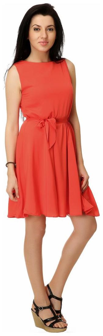 

Spex jet Orange Solid A-line dress