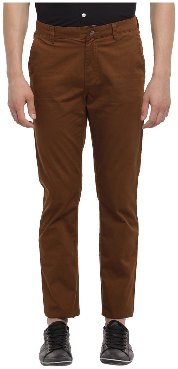 

Spiritus by Pantaloons Men Brown Solid Slim fit Wrinkle free Regular trousers