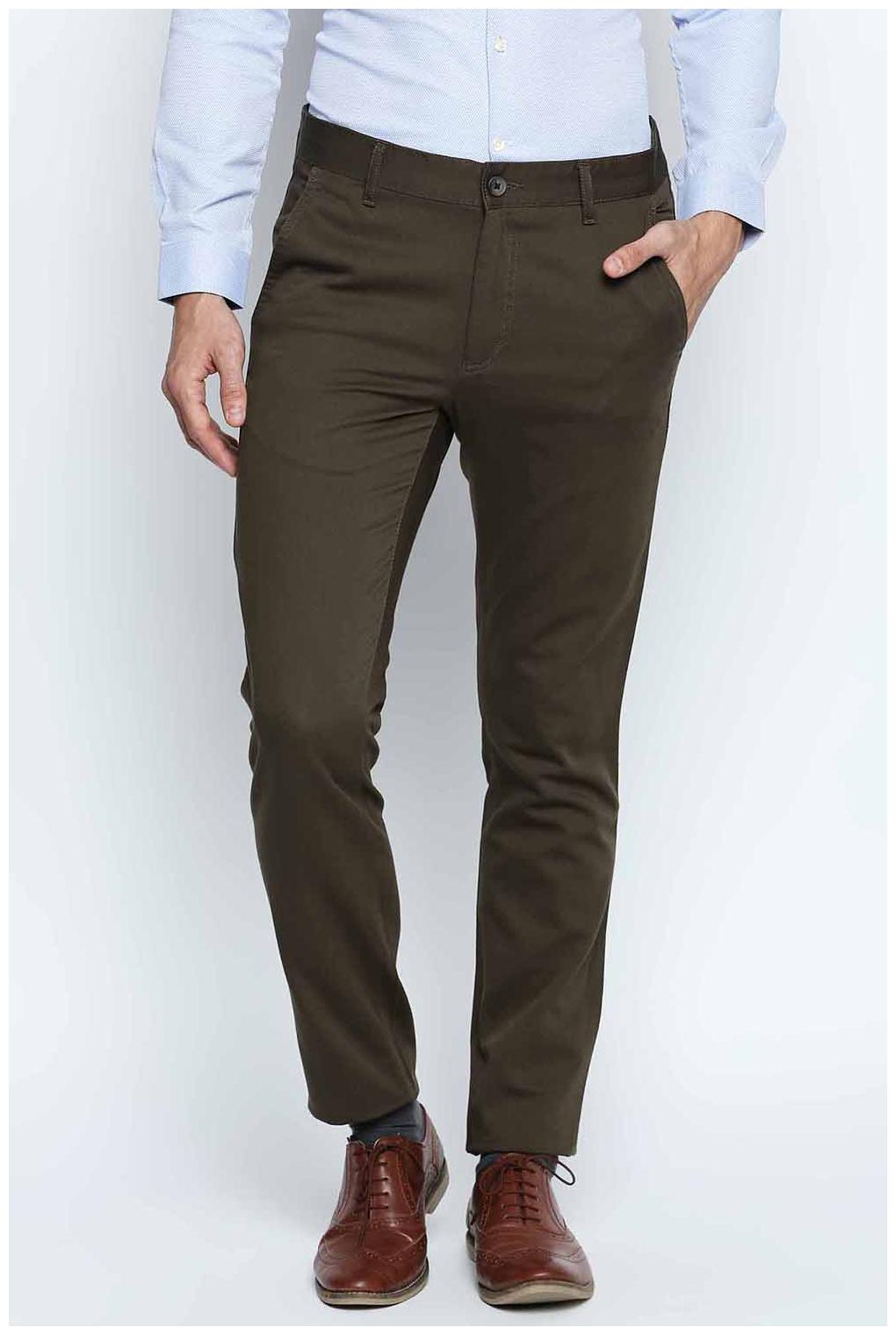 

Spiritus by Pantaloons Men Green Solid Slim fit Wrinkle free Regular trousers