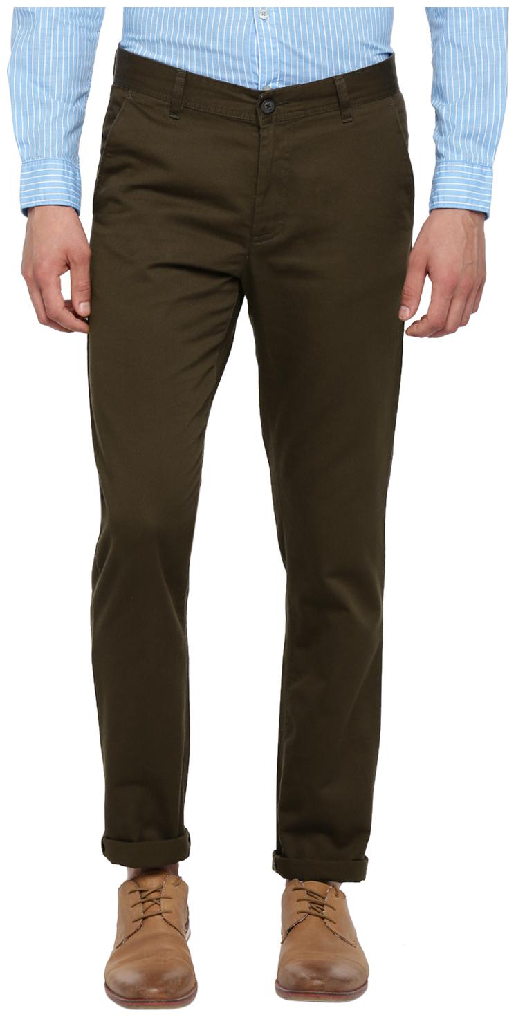 

Spiritus by Pantaloons Men Green Solid Slim fit Wrinkle free Regular trousers