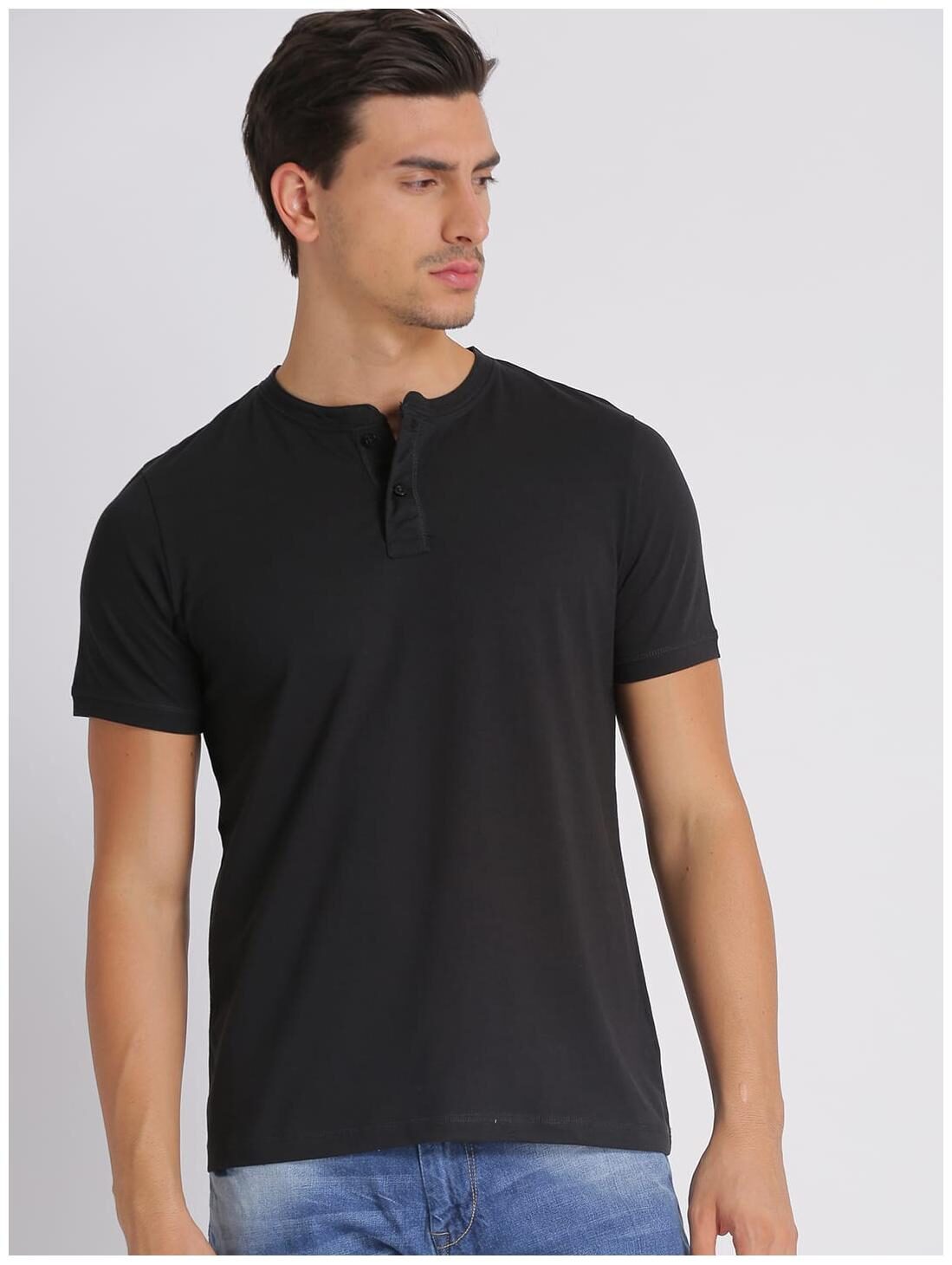 

Splash Men Black Regular fit Cotton Blend Henley neck T-Shirt - Pack Of 1