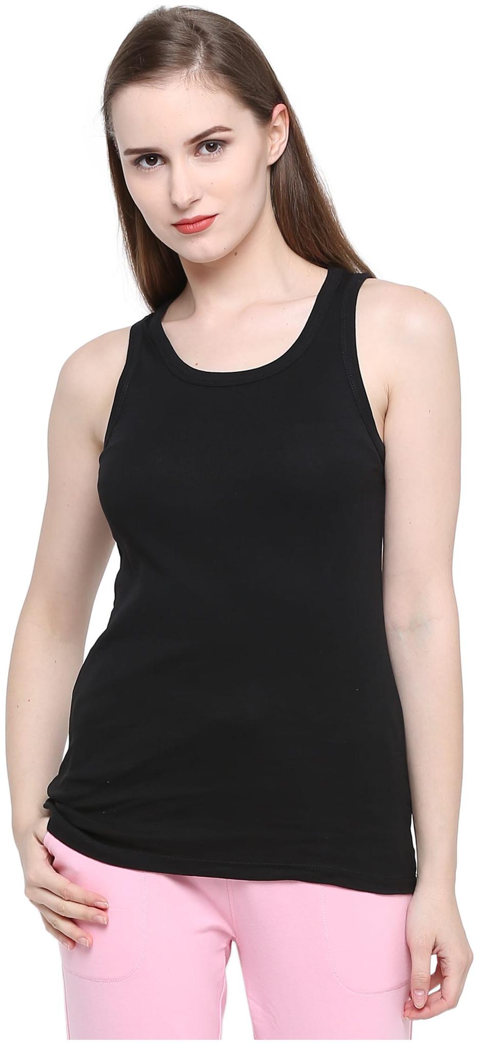 

Splash Women Black Regular fit Round neck Cotton Tank top