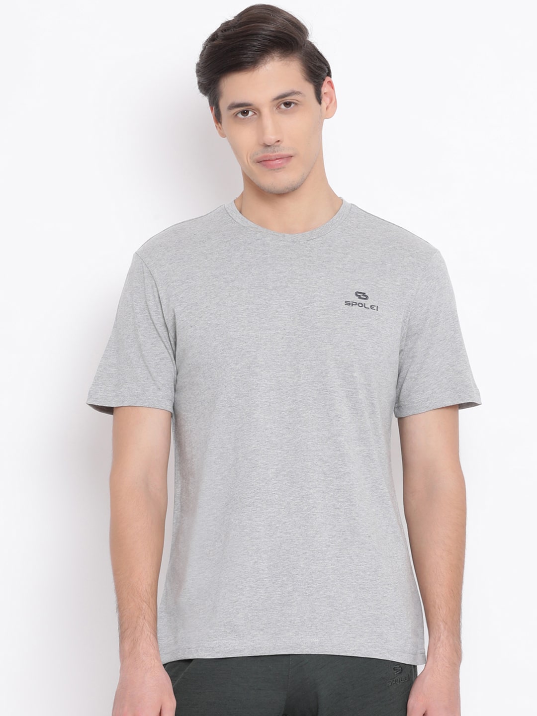 

SPOLEI Men Grey Regular fit Cotton Blend Round neck T-Shirt - Pack Of 1