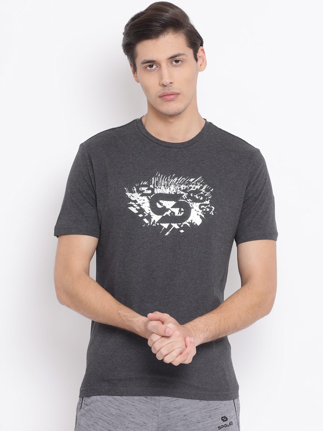 

SPOLEI Men Grey Regular fit Cotton Blend Round neck T-Shirt - Pack Of 1