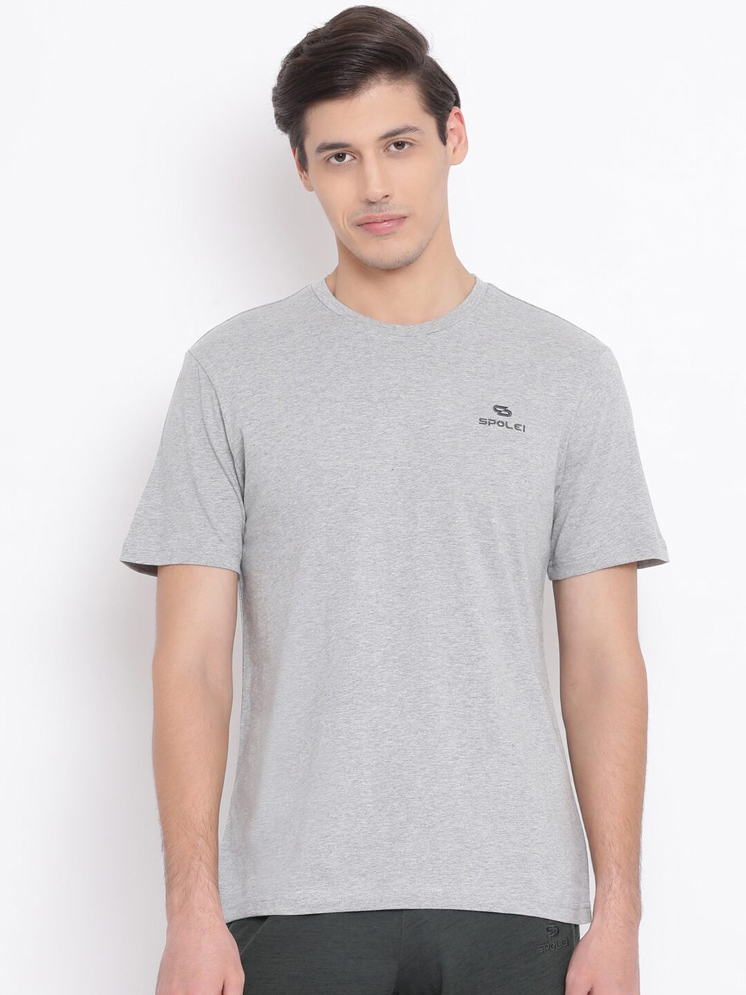

SPOLEI Men Grey Regular fit Cotton Blend Round neck T-Shirt - Pack Of 1