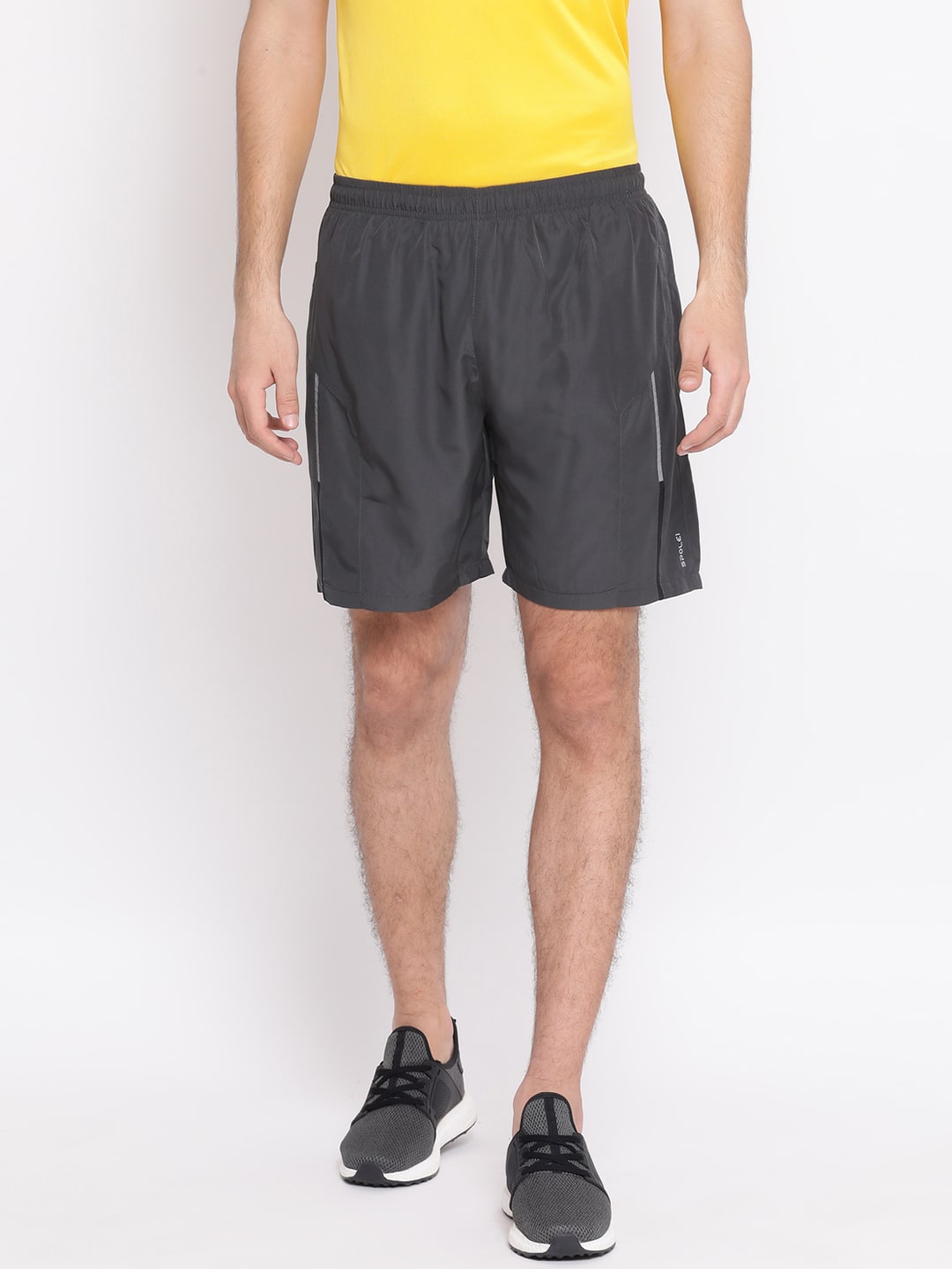 

SPOLEI Polyester Solid Grey Color Sports Shorts for Men