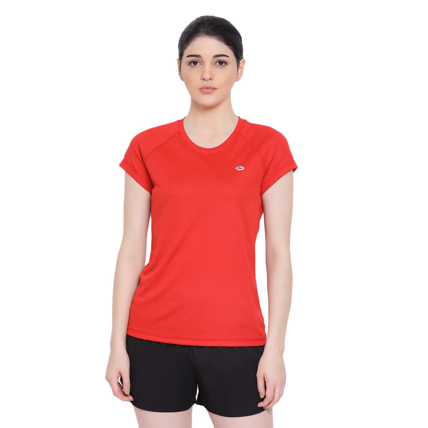 

SPOLEI Women Red Regular fit Round neck Polyester T shirt