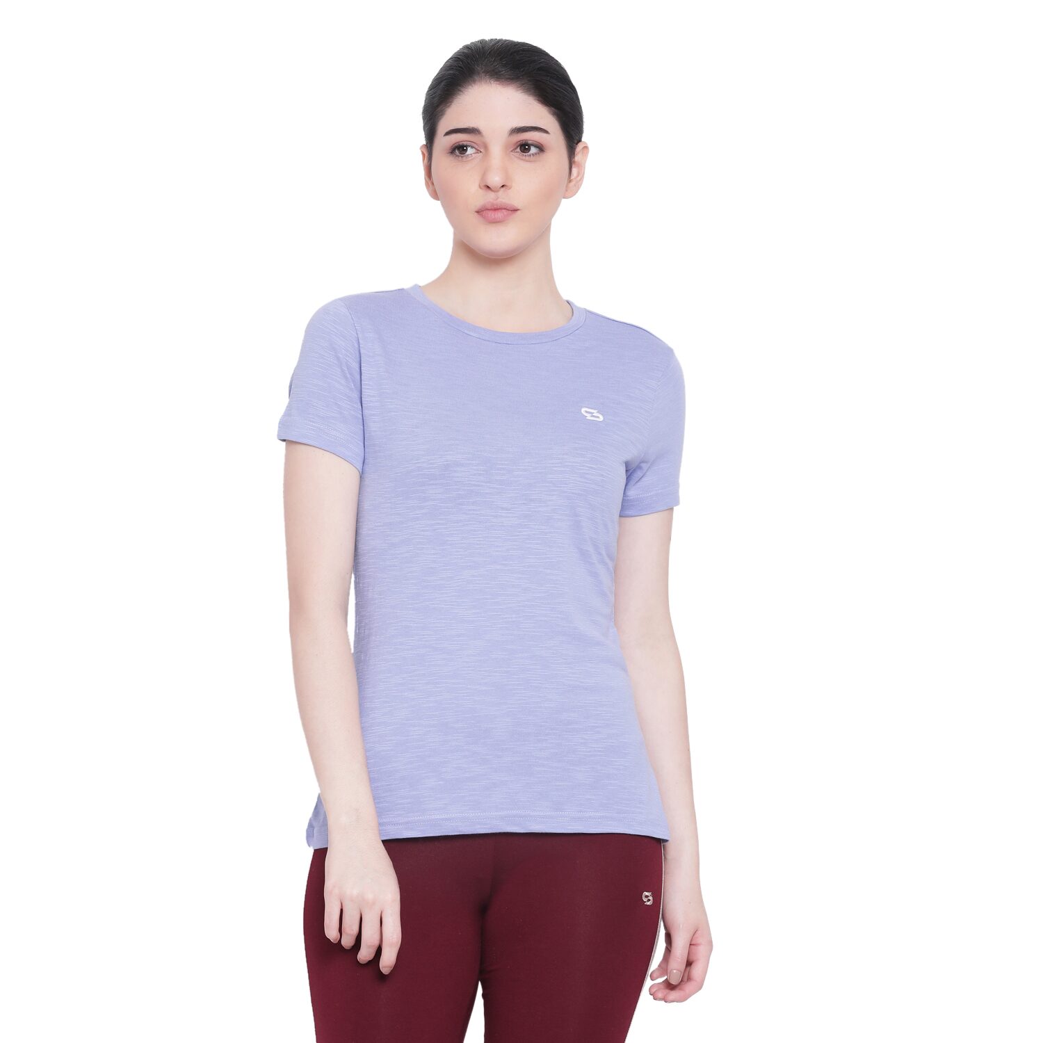 

SPOLEI Women Purple Regular fit Round neck Cotton T shirt