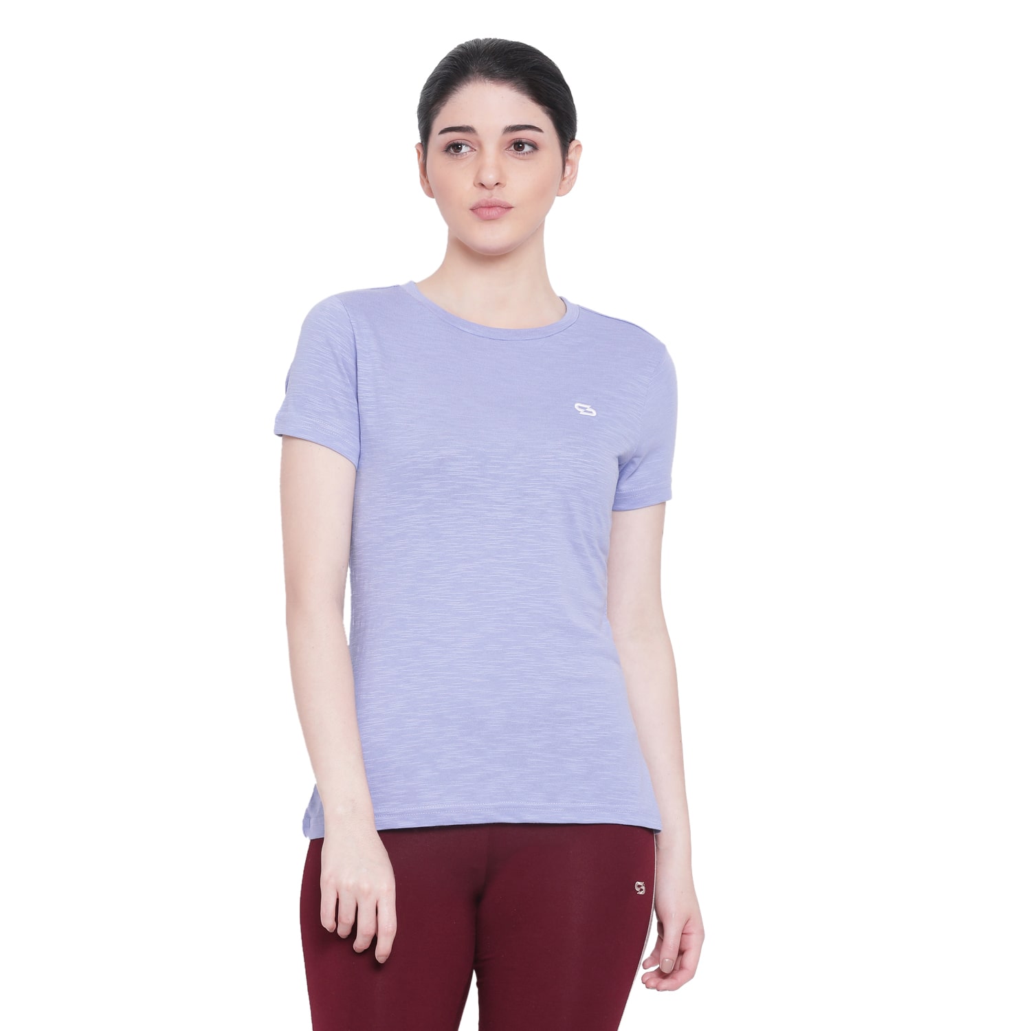 

SPOLEI Women Purple Regular fit Round neck Cotton T shirt