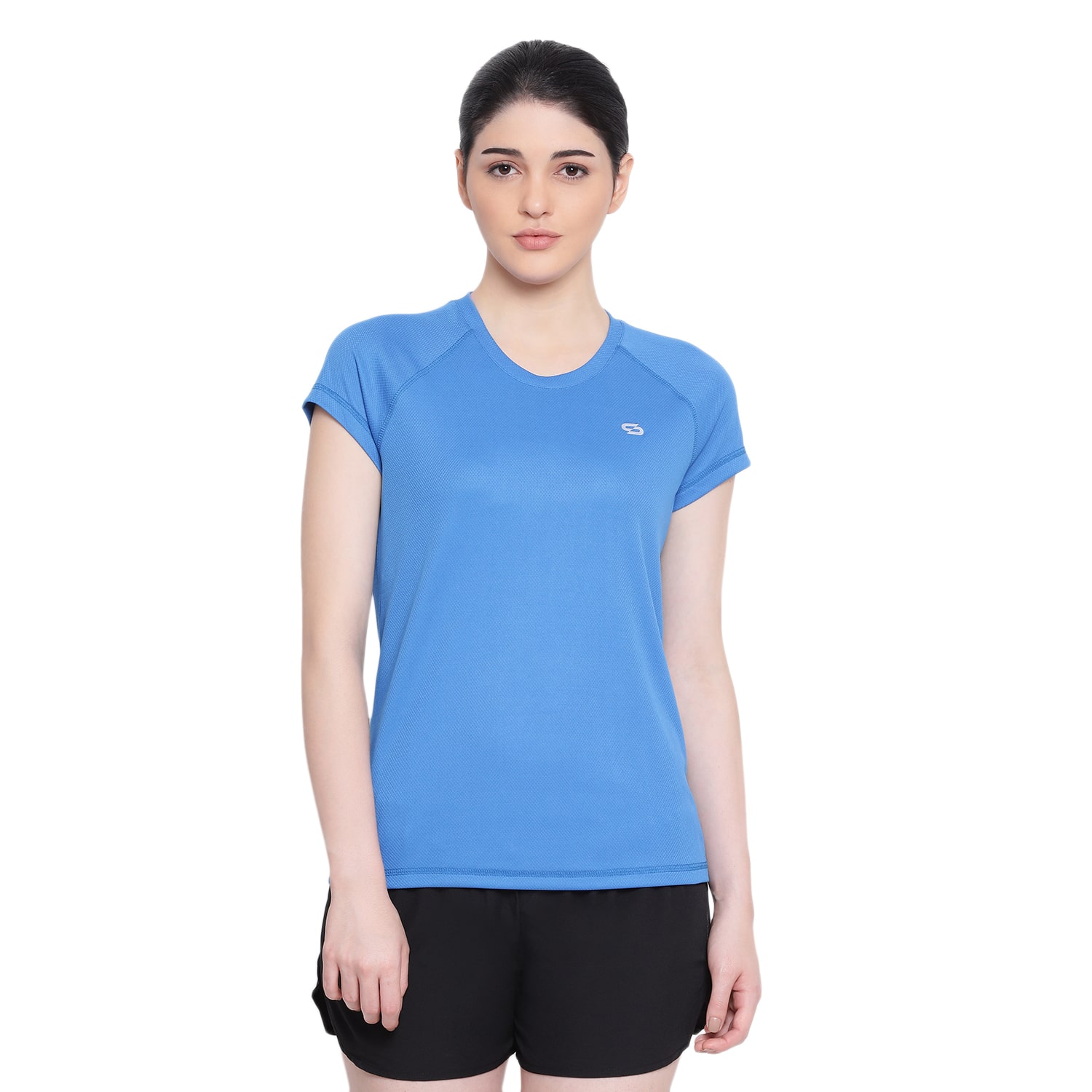 

SPOLEI Women Blue Regular fit Round neck Polyester T shirt
