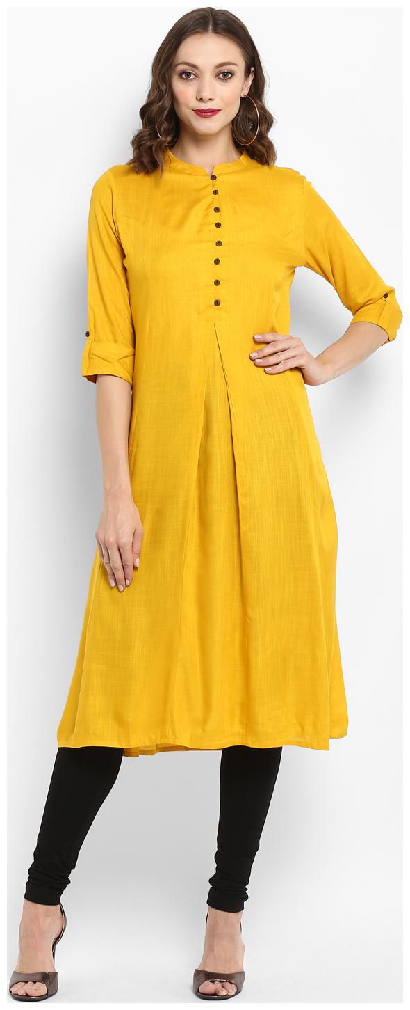 

Spoorthi Women Yellow Striped Anarkali Kurta