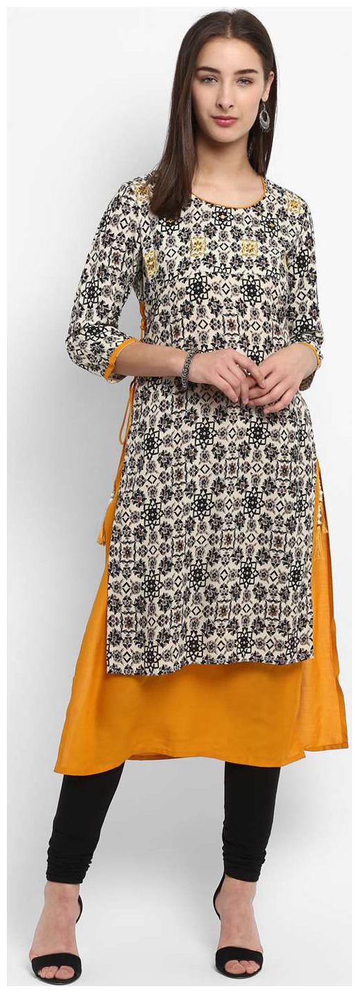 

Spoorthi Women Brown Embroidered Layered Kurta