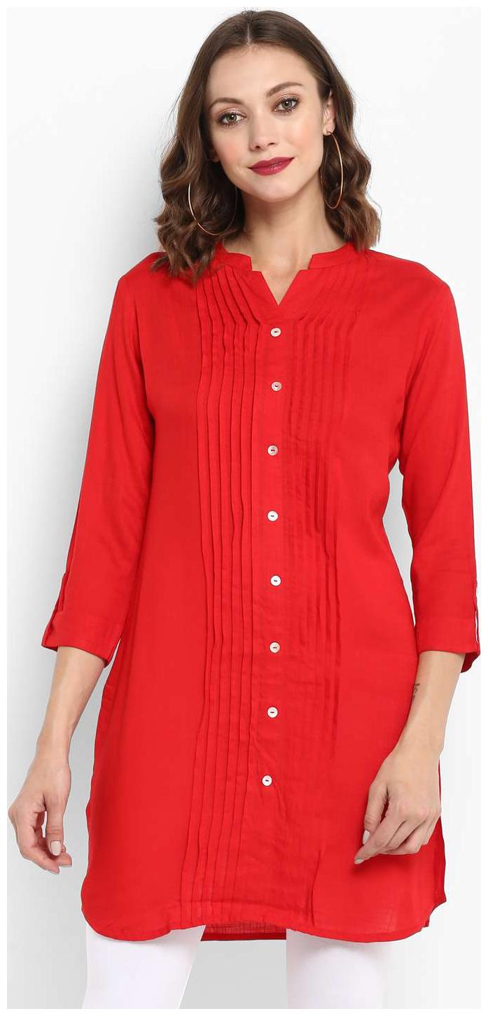 

Spoorthi Women Red Striped Straight Kurta