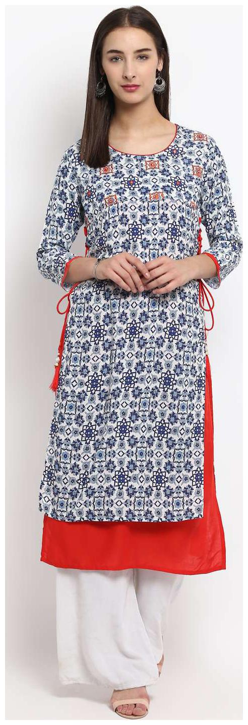 

Spoorthi Women Blue Embroidered Layered Kurta