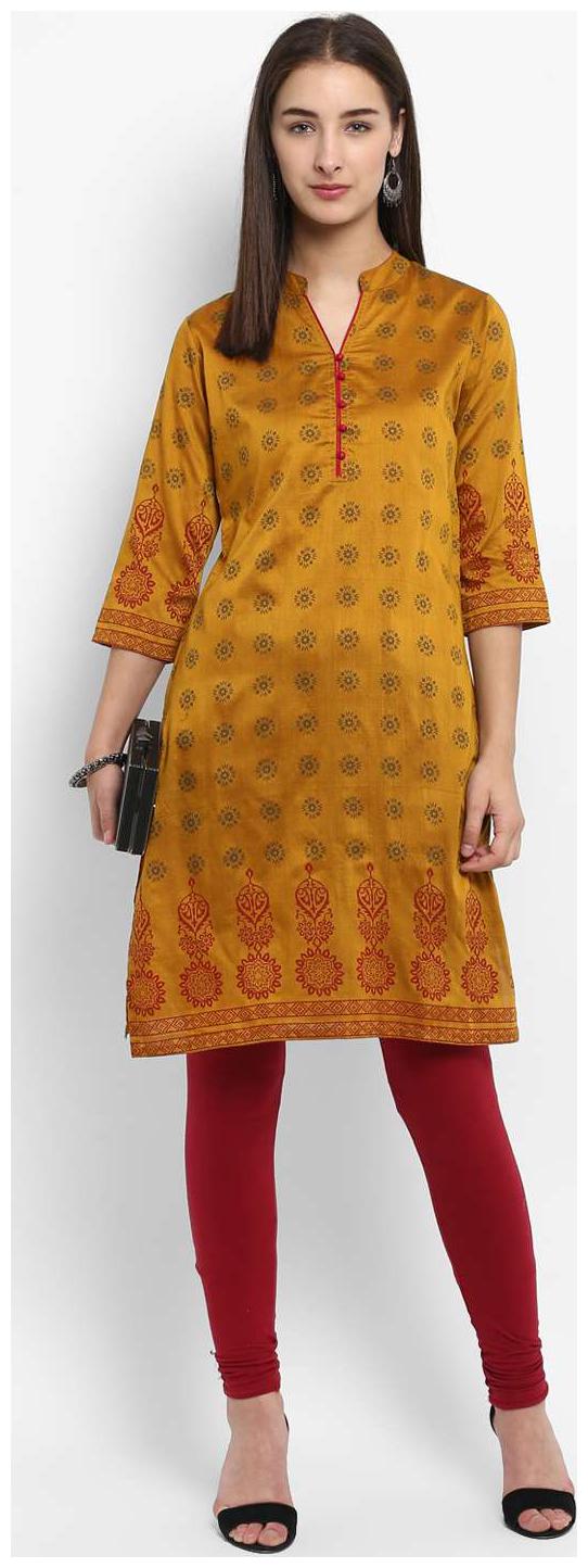 

Spoorthi Women Yellow Printed Straight Kurta