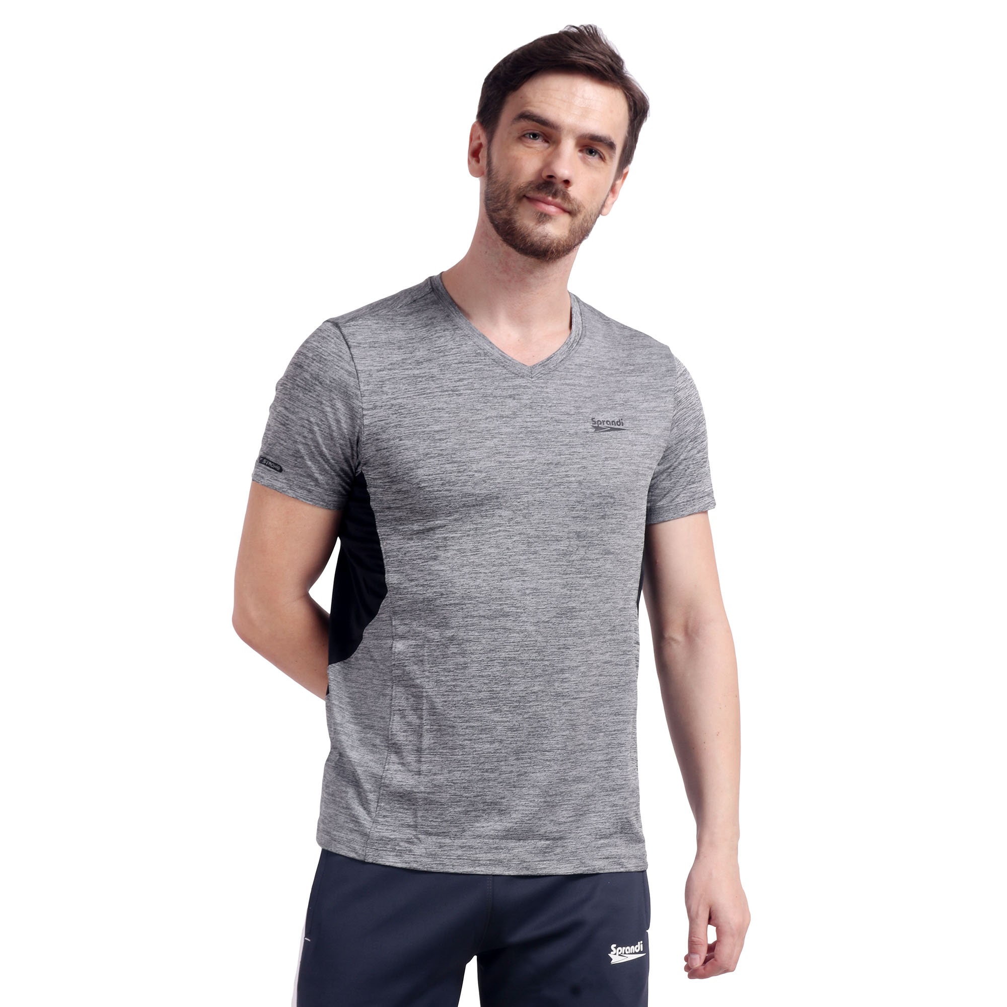 

Sprandi Men Grey Body fit Polyester V neck T-Shirt - Pack Of 1