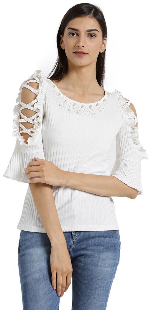 

Texco Women Solid A-line top - White