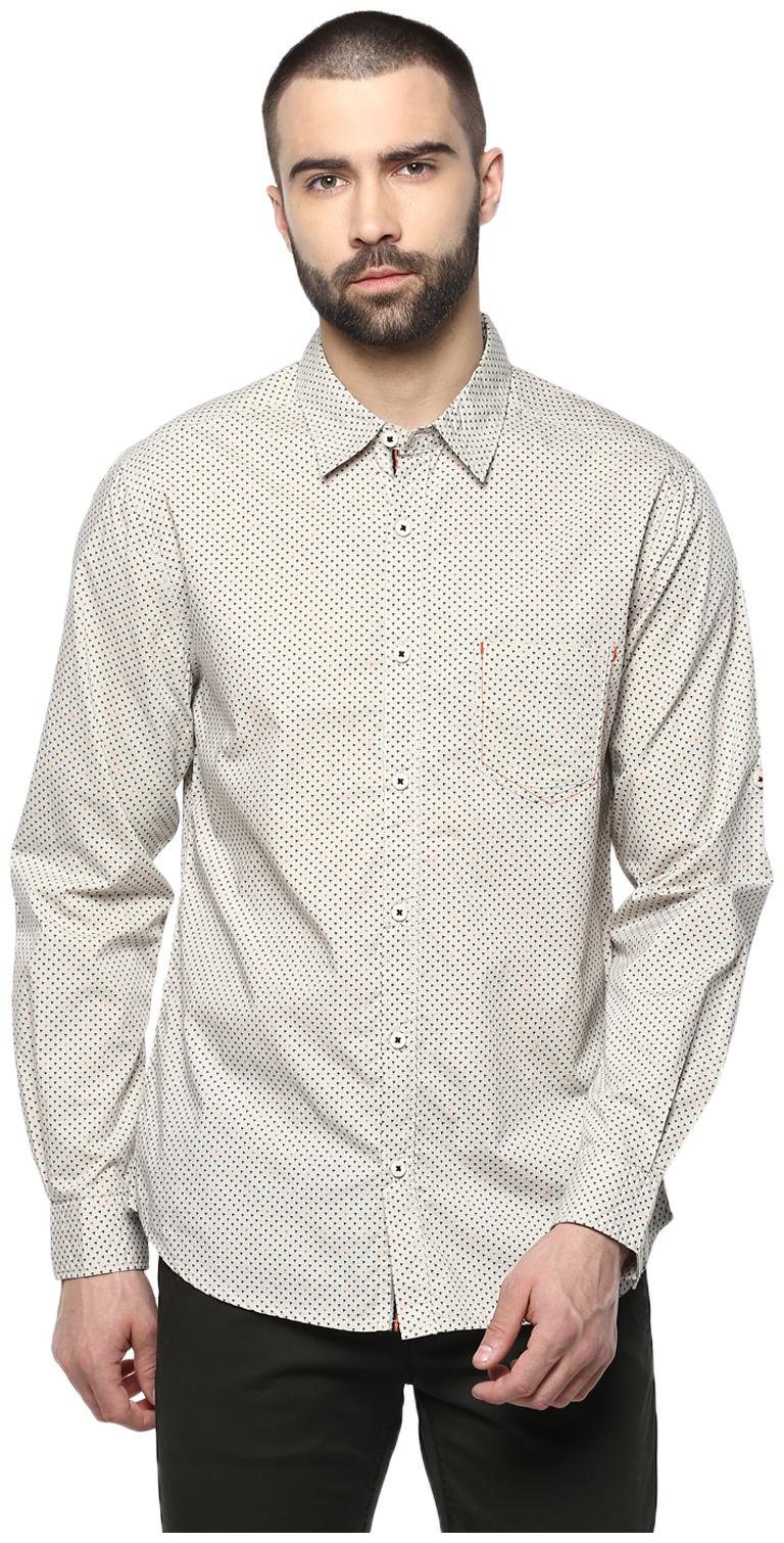 

Spykar Men Beige Printed Slim Fit Casual Shirt