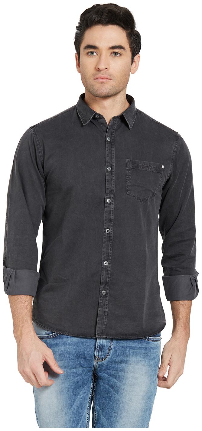 

Spykar Men Black Solid Slim Fit Casual Shirt