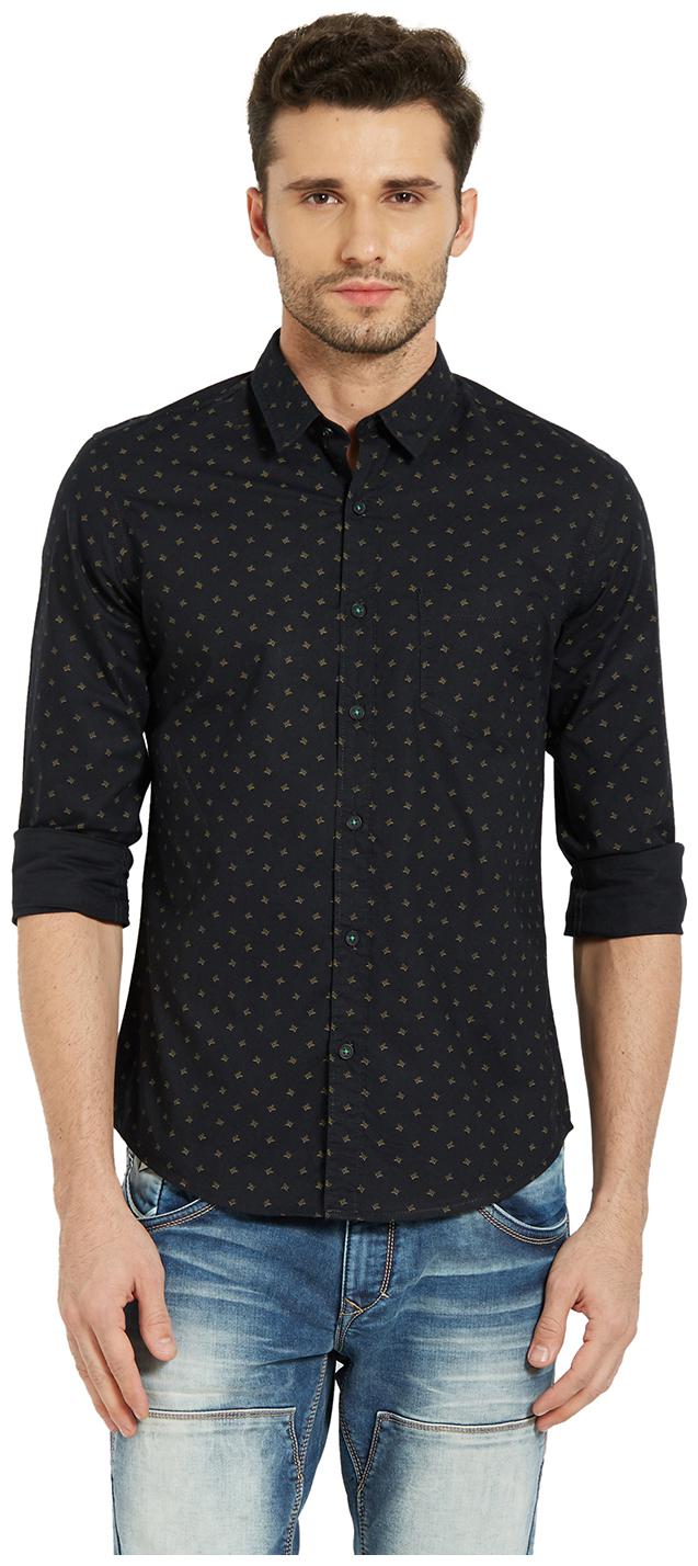 

Spykar Men Black Printed Slim Fit Casual Shirt