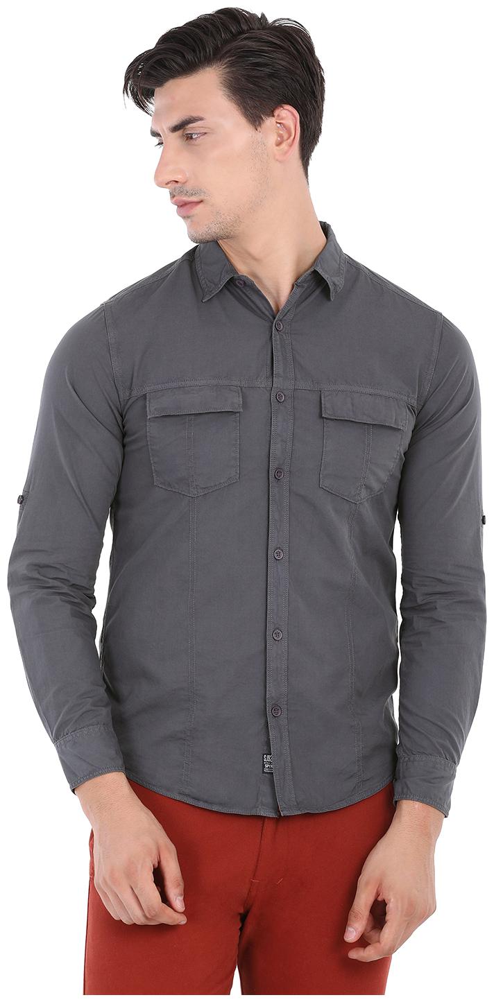 

Spykar Men Grey Solid Slim Fit Casual Shirt