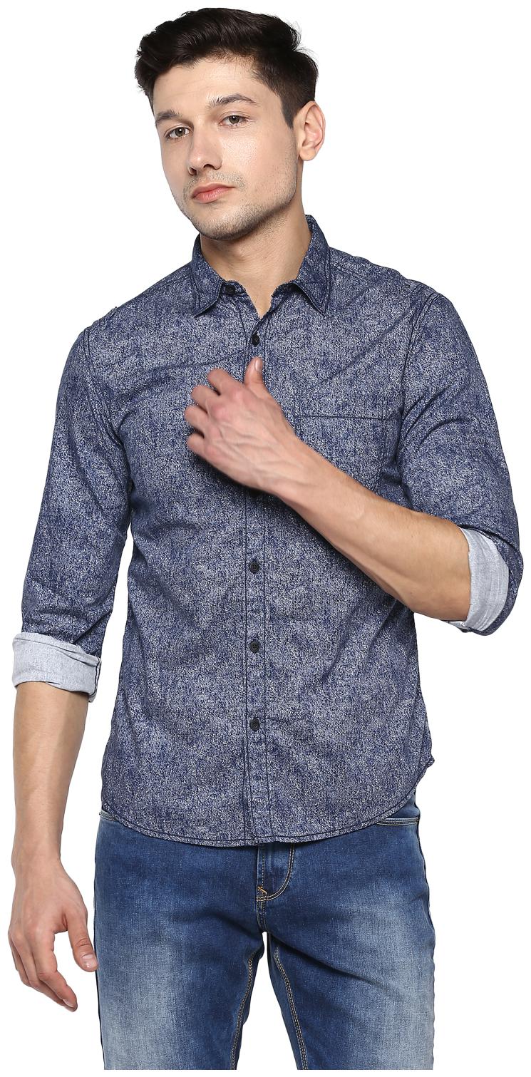 

Spykar Men Blue Printed Slim Fit Casual Shirt