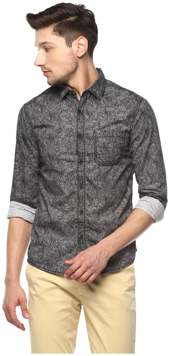 

Spykar Men Black Printed Slim Fit Casual Shirt