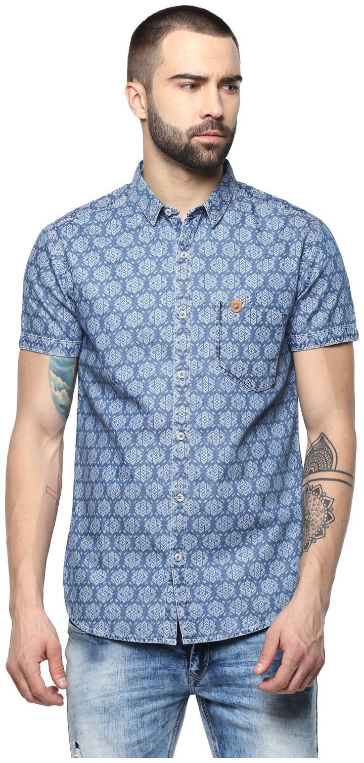 

Spykar Men Blue Printed Slim Fit Casual Shirt