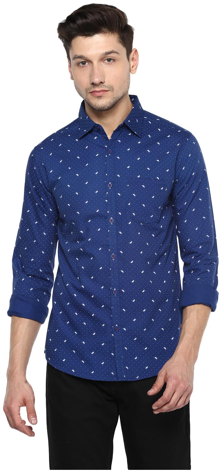 

Spykar Men Blue Printed Slim Fit Casual Shirt