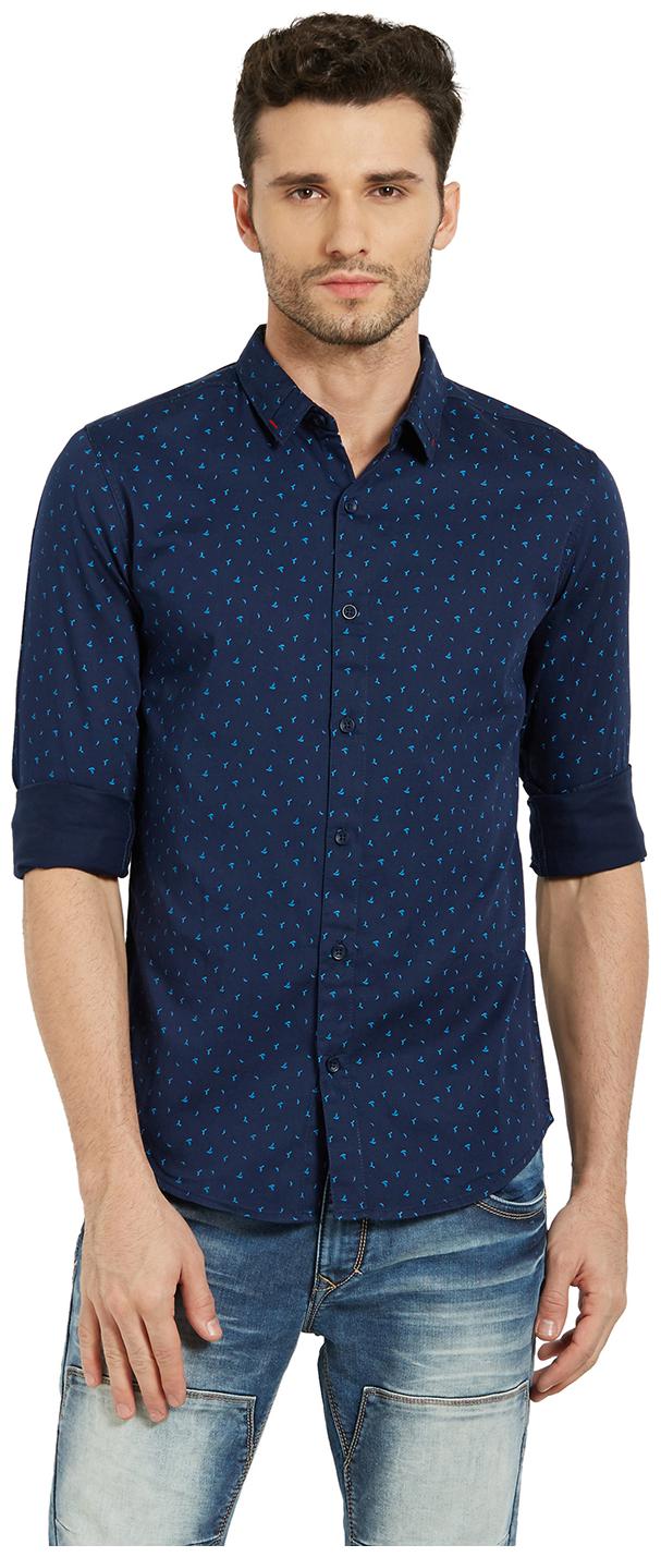 

Spykar Men Blue Printed Slim Fit Casual Shirt