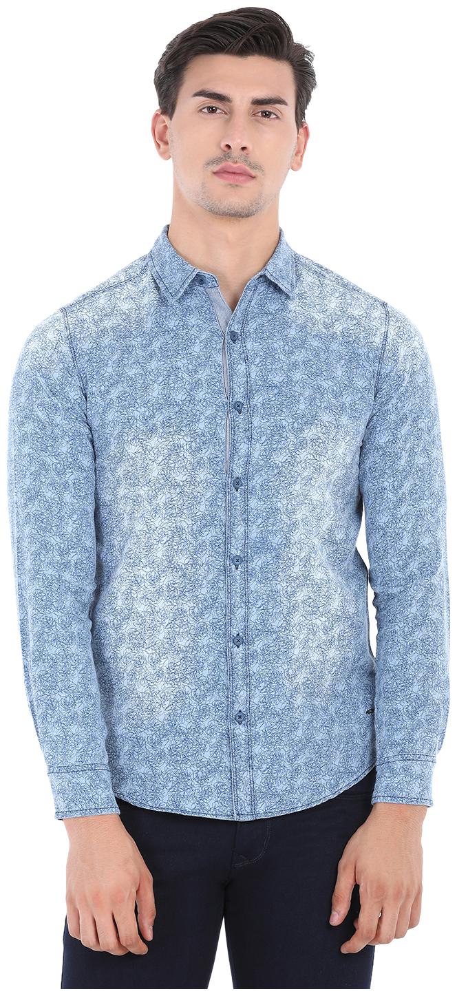 

Spykar Men Blue Printed Slim Fit Casual Shirt