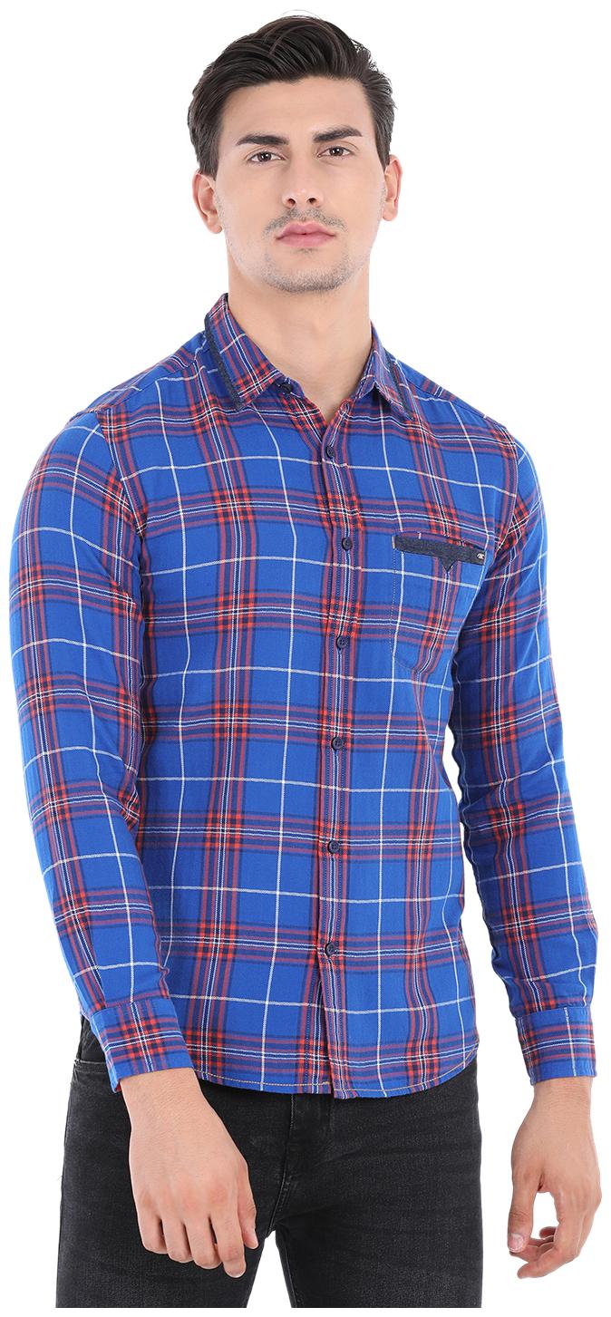 

Spykar Men Blue Checked Slim Fit Casual Shirt