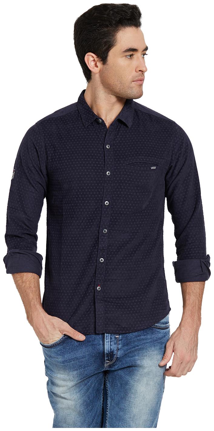 

Spykar Men Blue Printed Slim Fit Casual Shirt