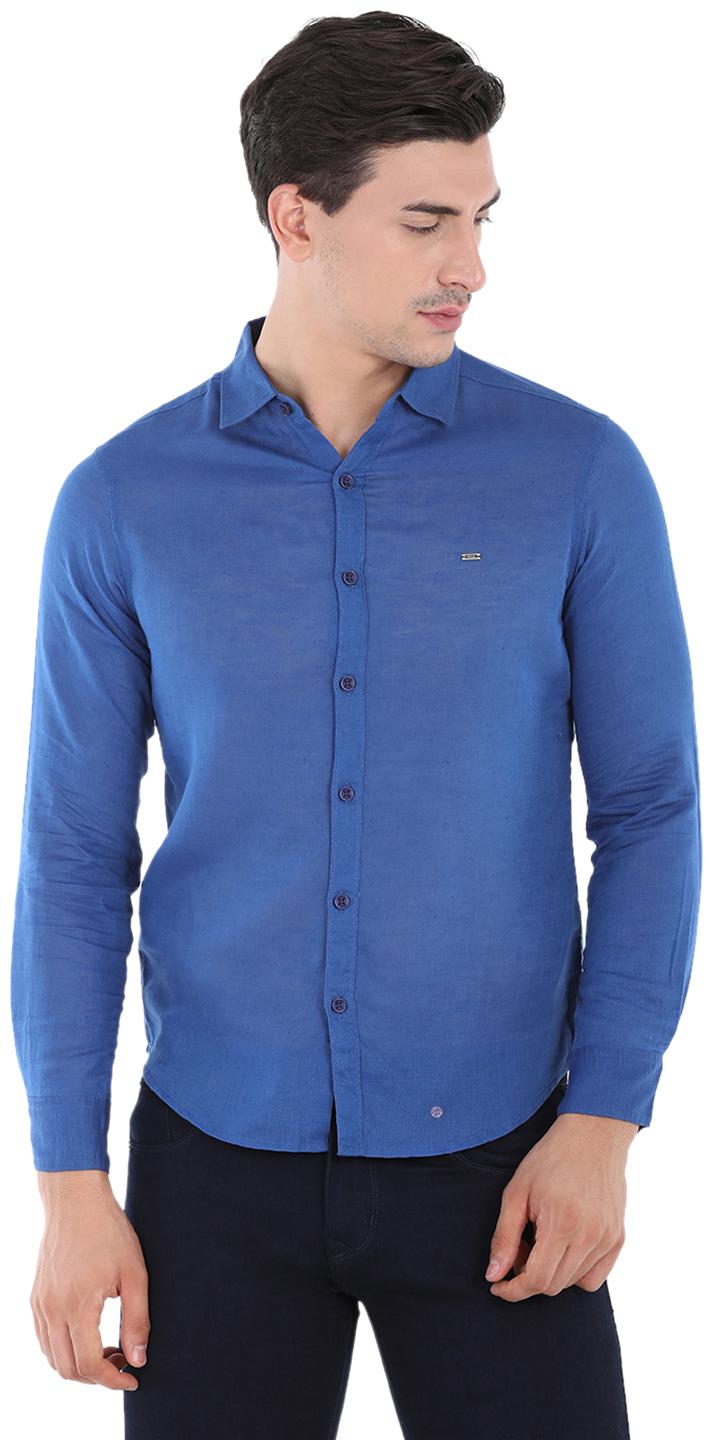 

Spykar Men Blue Solid Slim Fit Casual Shirt
