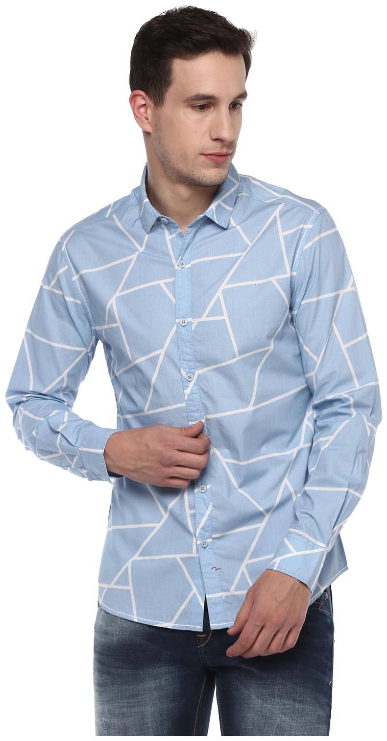 

Spykar Men Blue Printed Slim Fit Casual Shirt