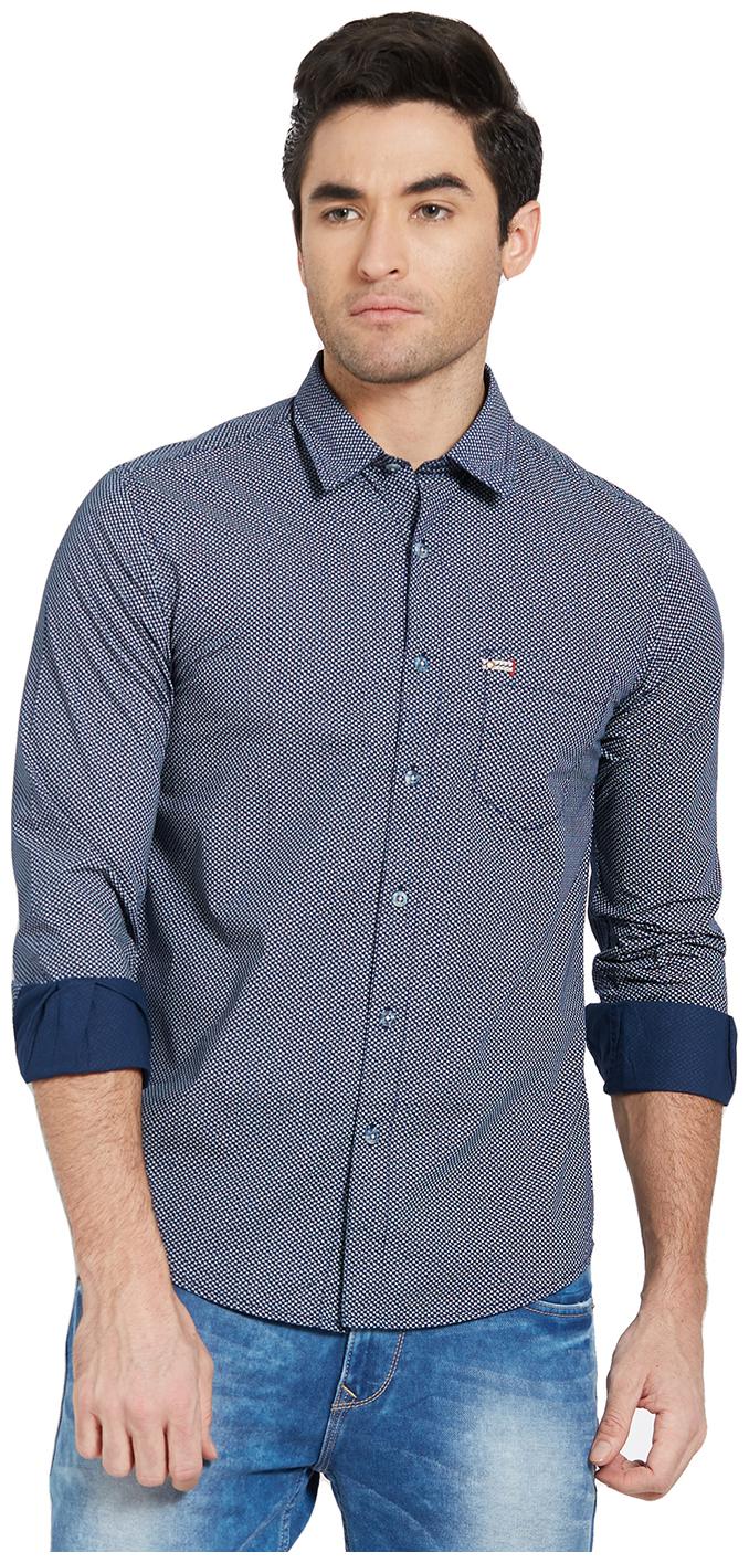 

Spykar Men Blue Printed Slim Fit Casual Shirt