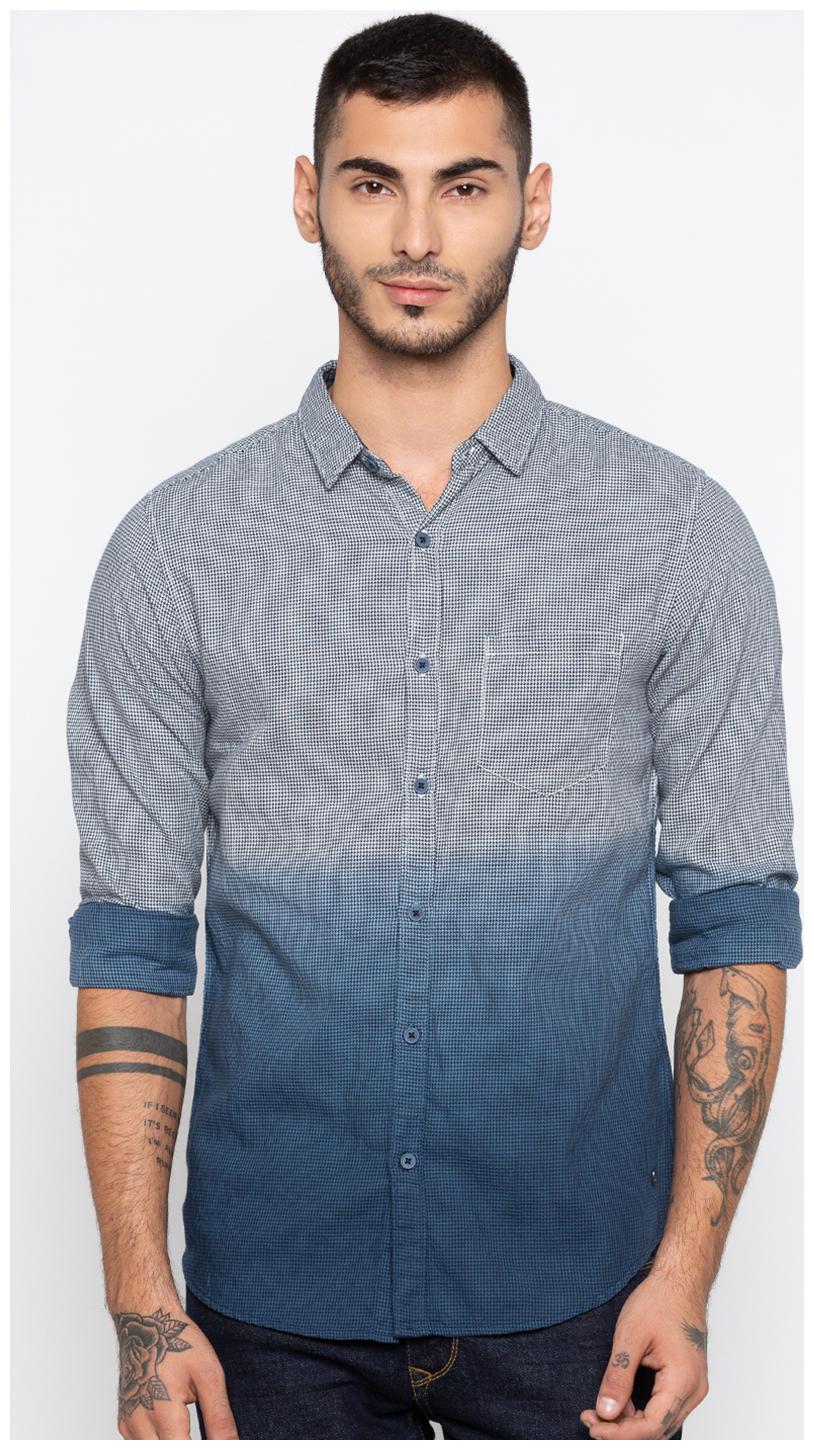 

Spykar Men Blue Colorblocked Slim Fit Casual Shirt
