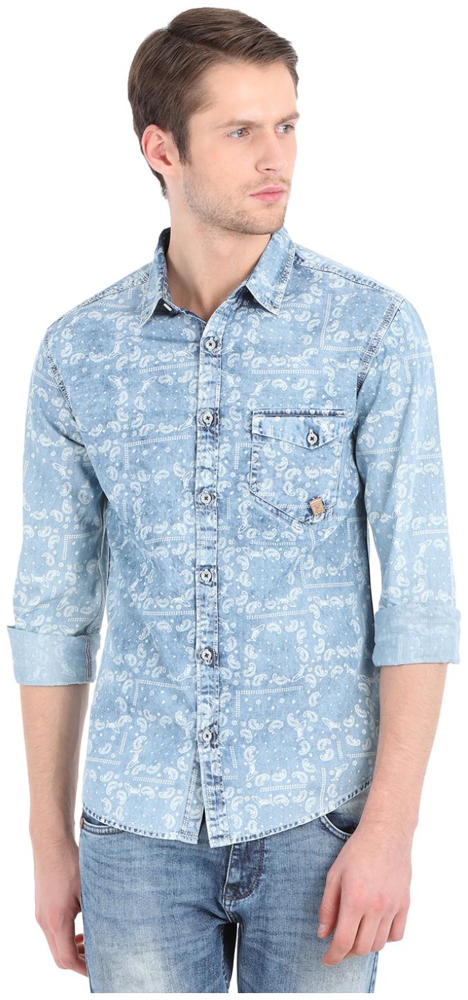 

Spykar Men Blue Printed Slim Fit Casual Shirt