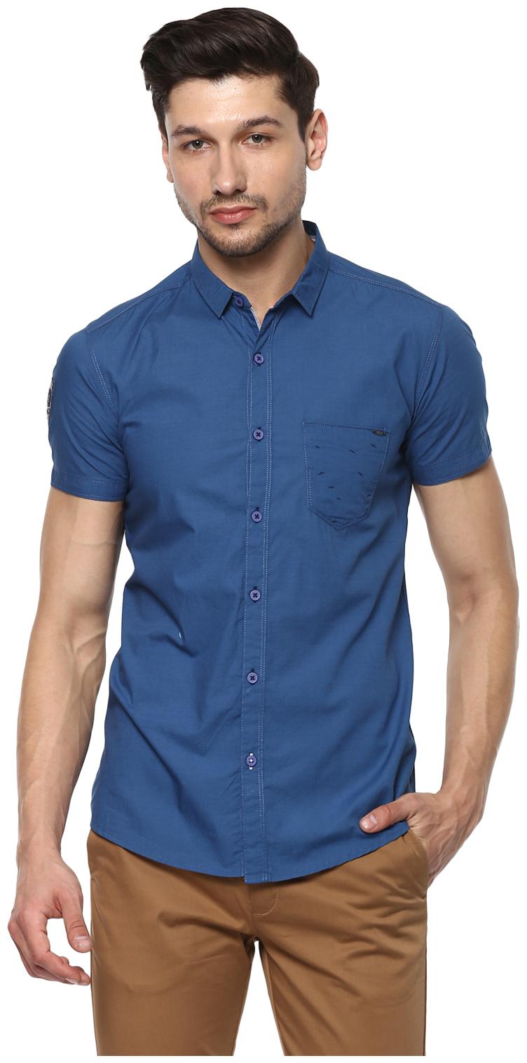

Spykar Men Blue Solid Slim Fit Casual Shirt