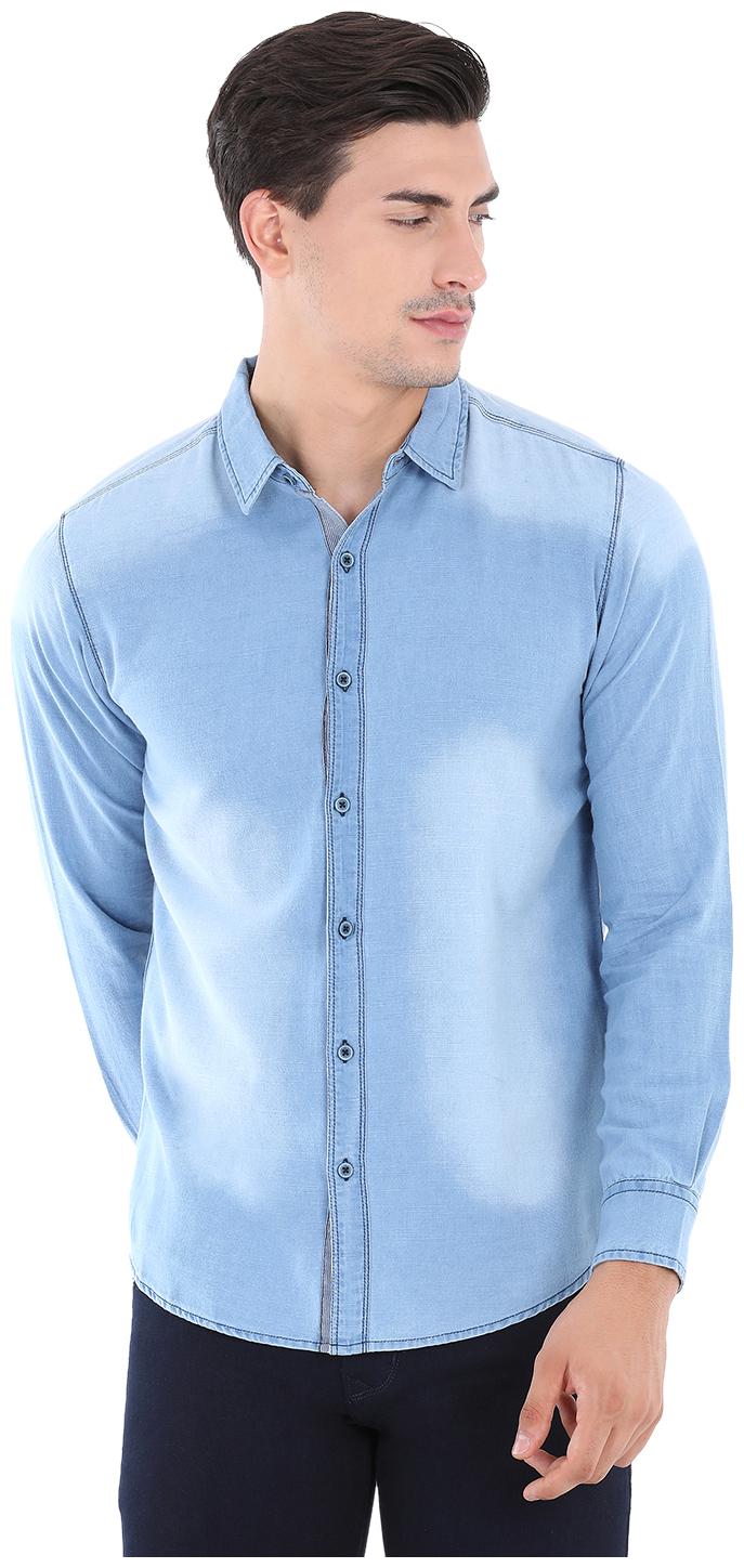 

Spykar Men Blue Solid Slim Fit Casual Shirt