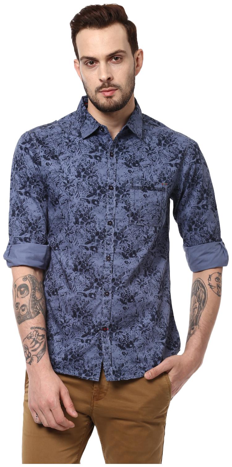 

Spykar Men Blue Printed Slim Fit Casual Shirt