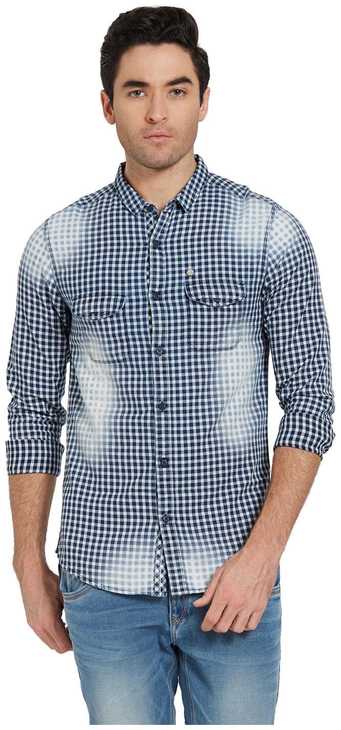 

Spykar Men Blue Checked Slim Fit Casual Shirt
