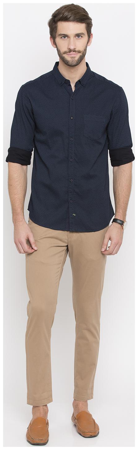 

Spykar Men Blue Polka Dots Slim Fit Casual Shirt