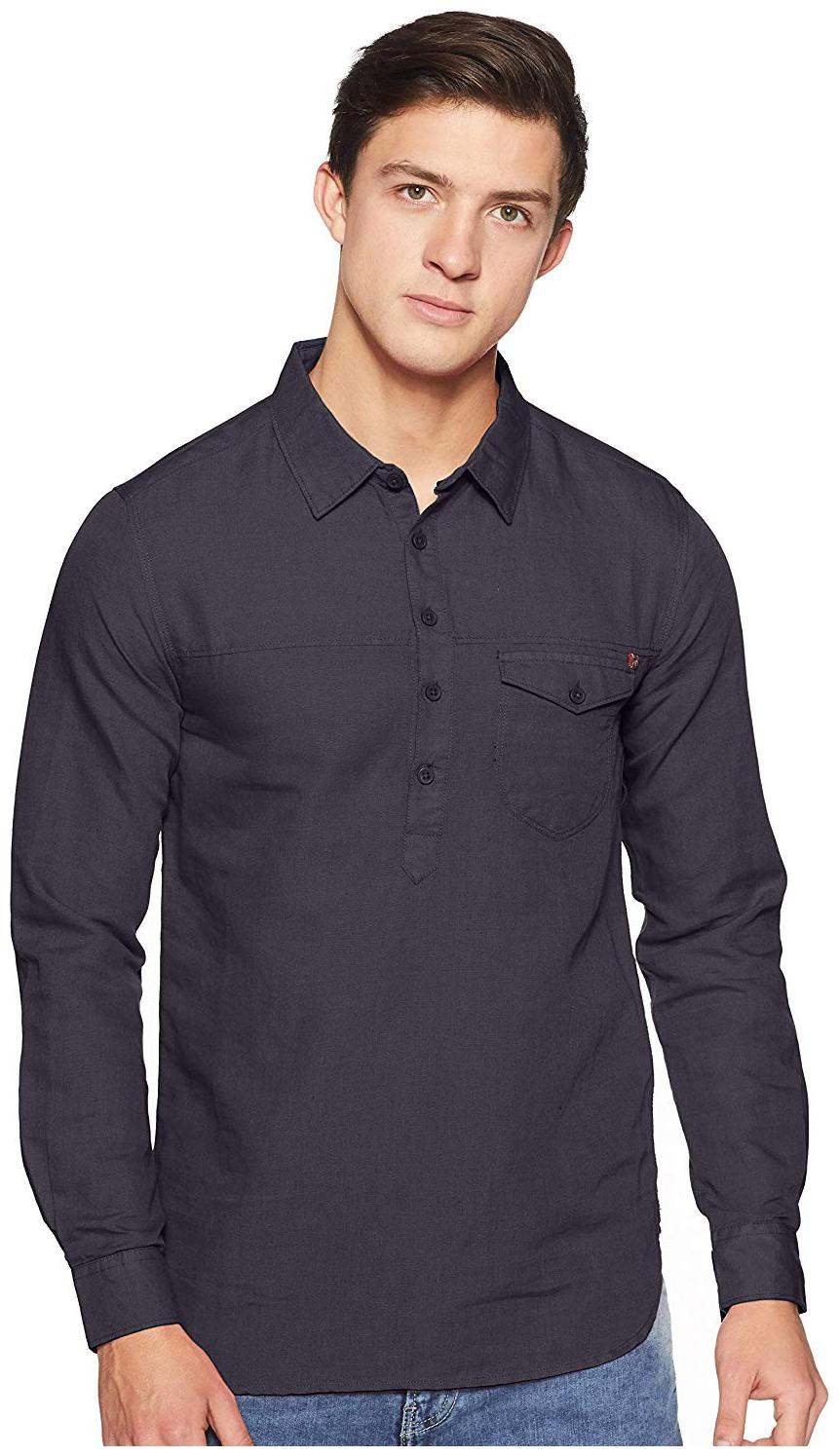 

Spykar Men Grey Solid Slim Fit Casual Shirt
