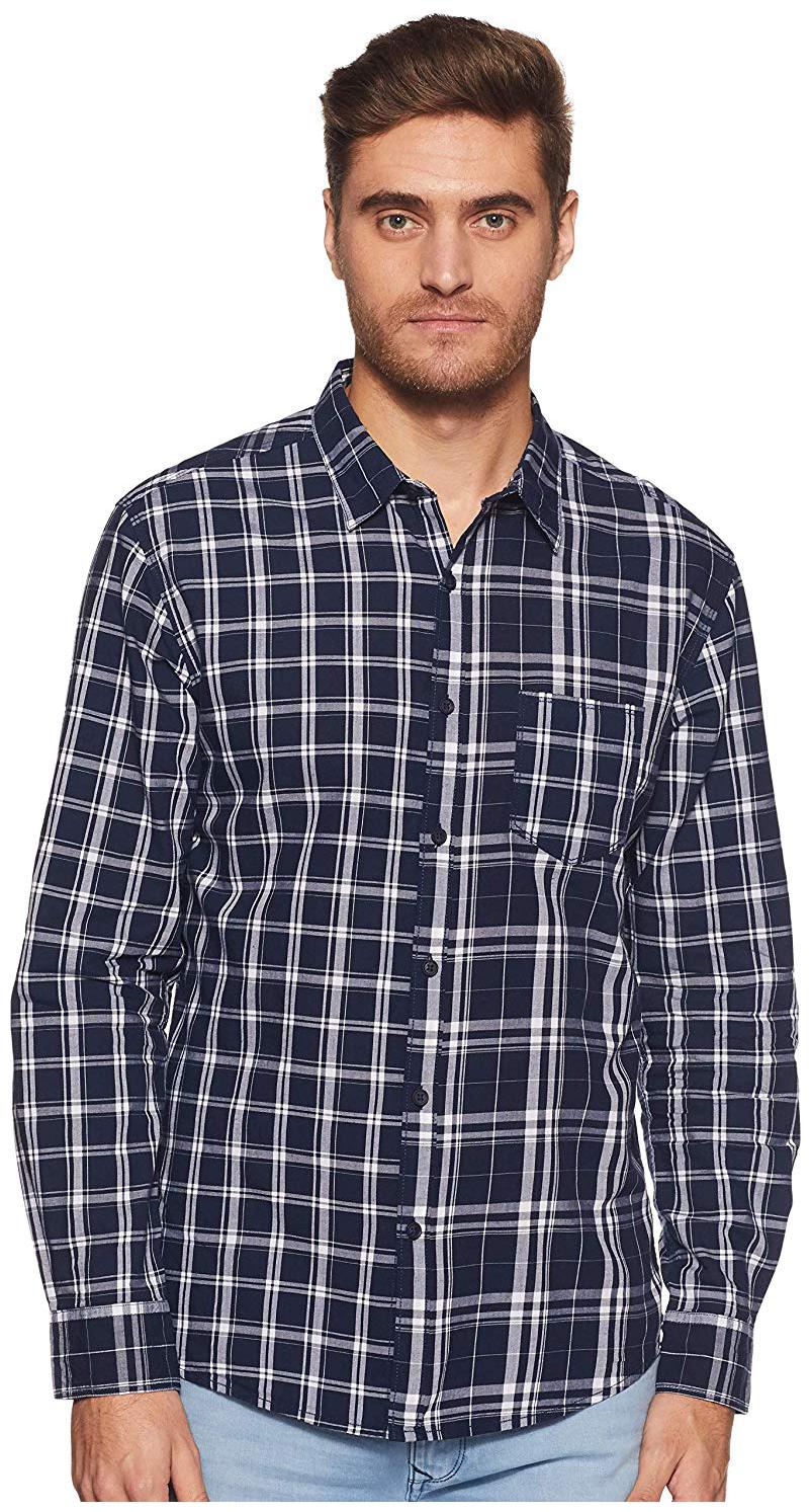 

Spykar Men Blue Checked Slim Fit Casual Shirt